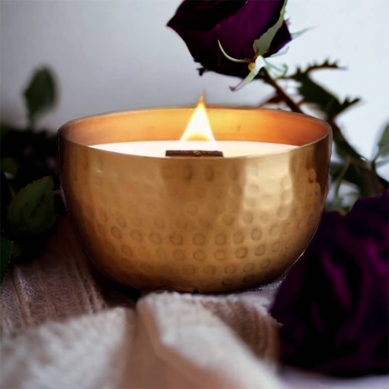 Dark Rose & Peppercorn - Solid Brass 14oz Pure Soy Candle