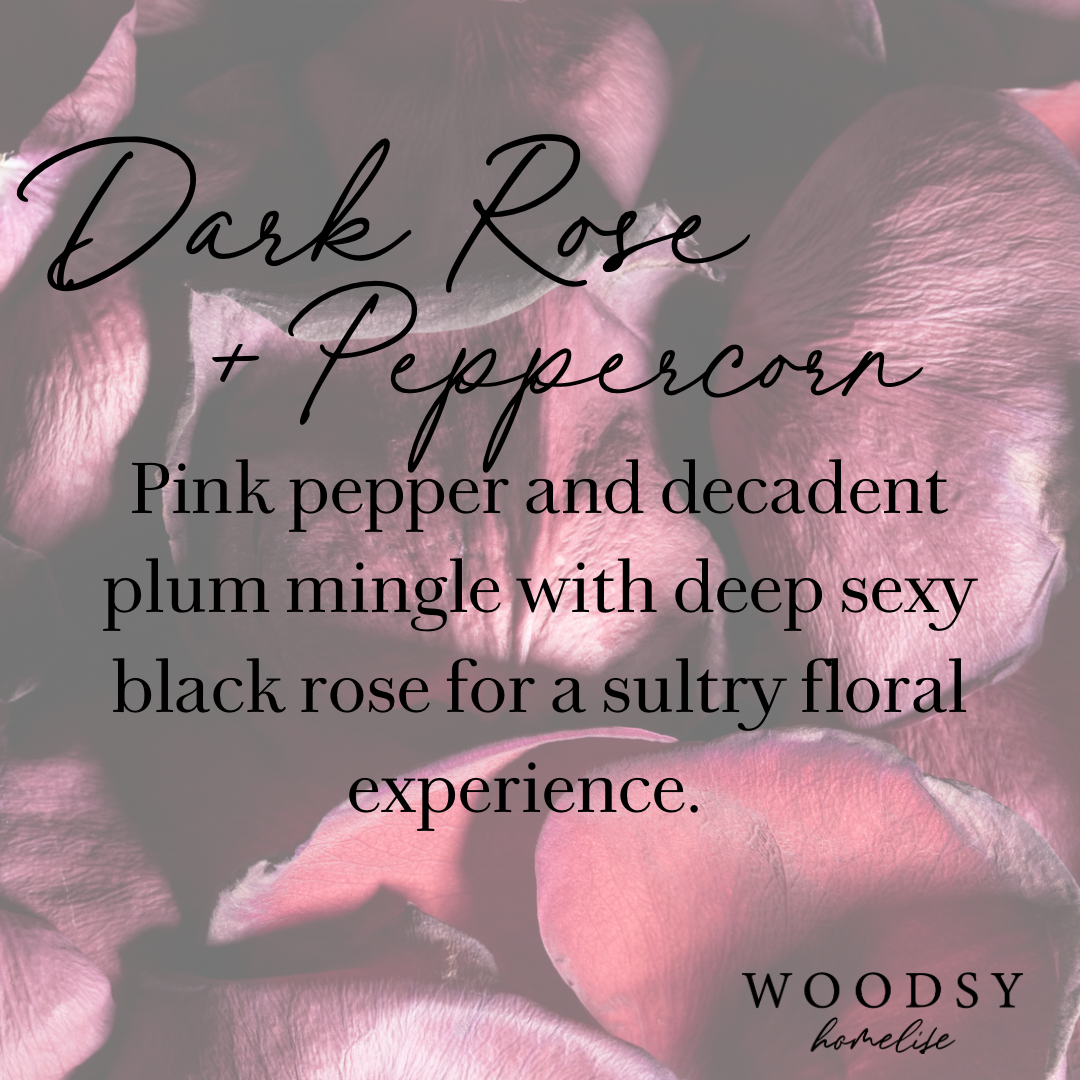 Dark Rose & Peppercorn - Solid Brass 14oz Pure Soy Candle