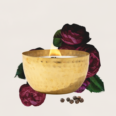 Dark Rose & Peppercorn - Solid Brass 14oz Pure Soy Candle