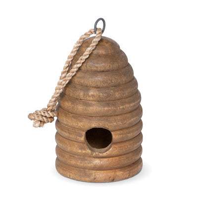 Carved Wooden Beehive Birdhouse