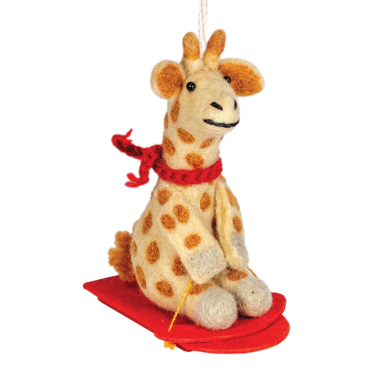 Sledding Giraffe Ornament