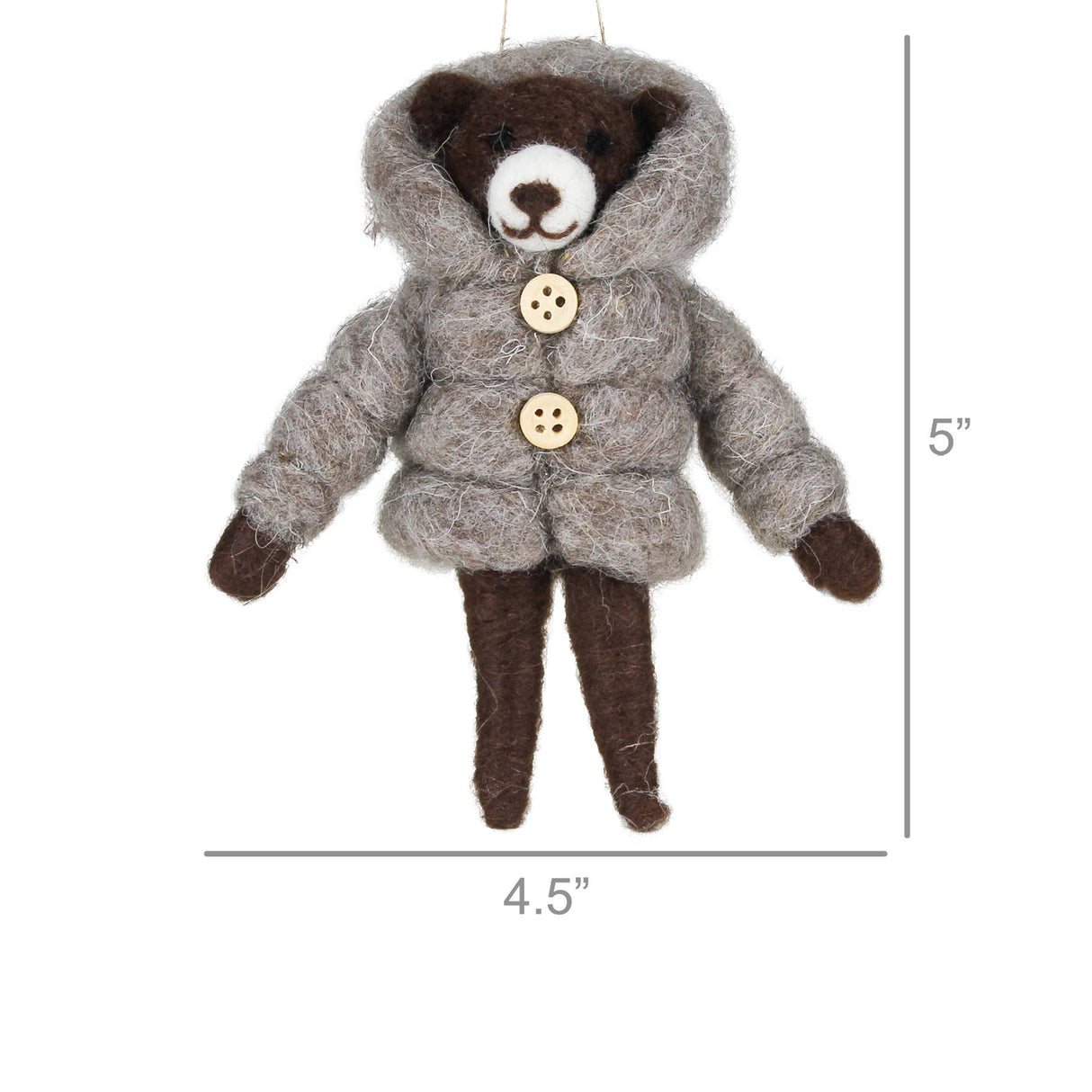 Bear in Puffer Jacket Ornament, Felt