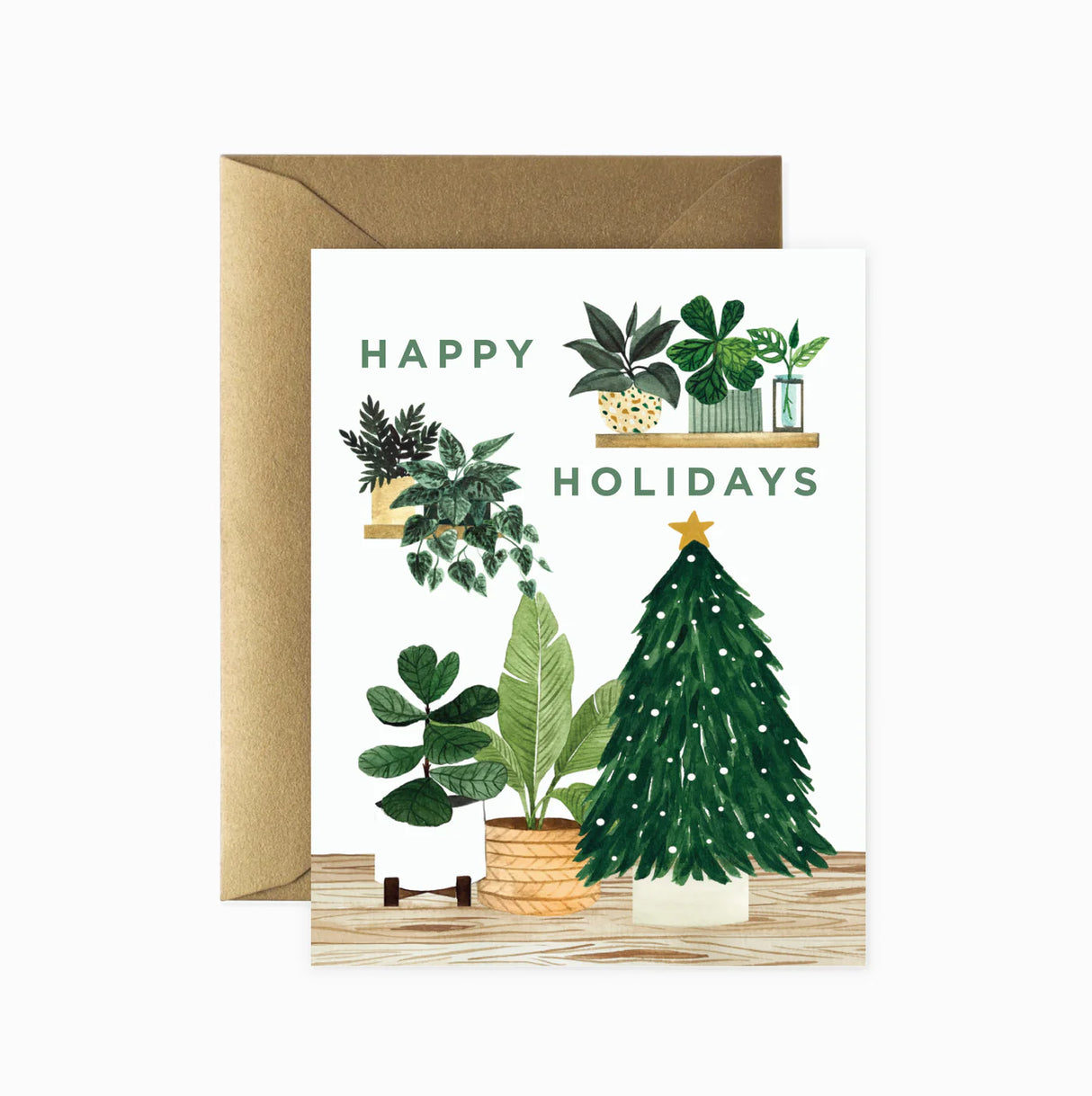 Card: Happy Holidays Plant Shelf