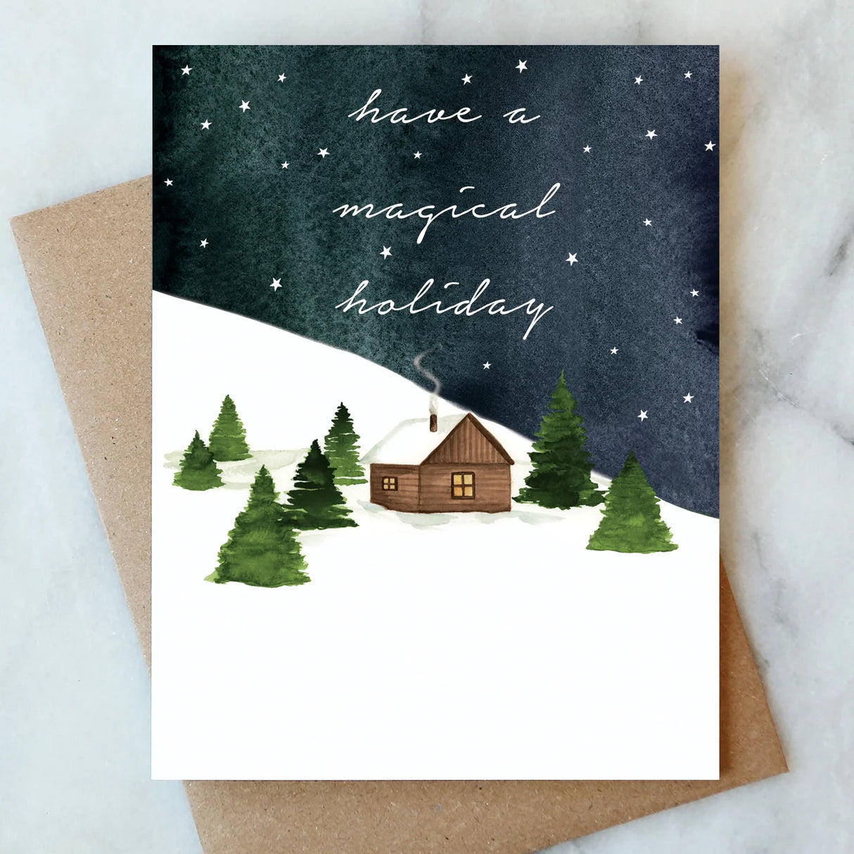 Card: Snowy Cabin Magical Holiday