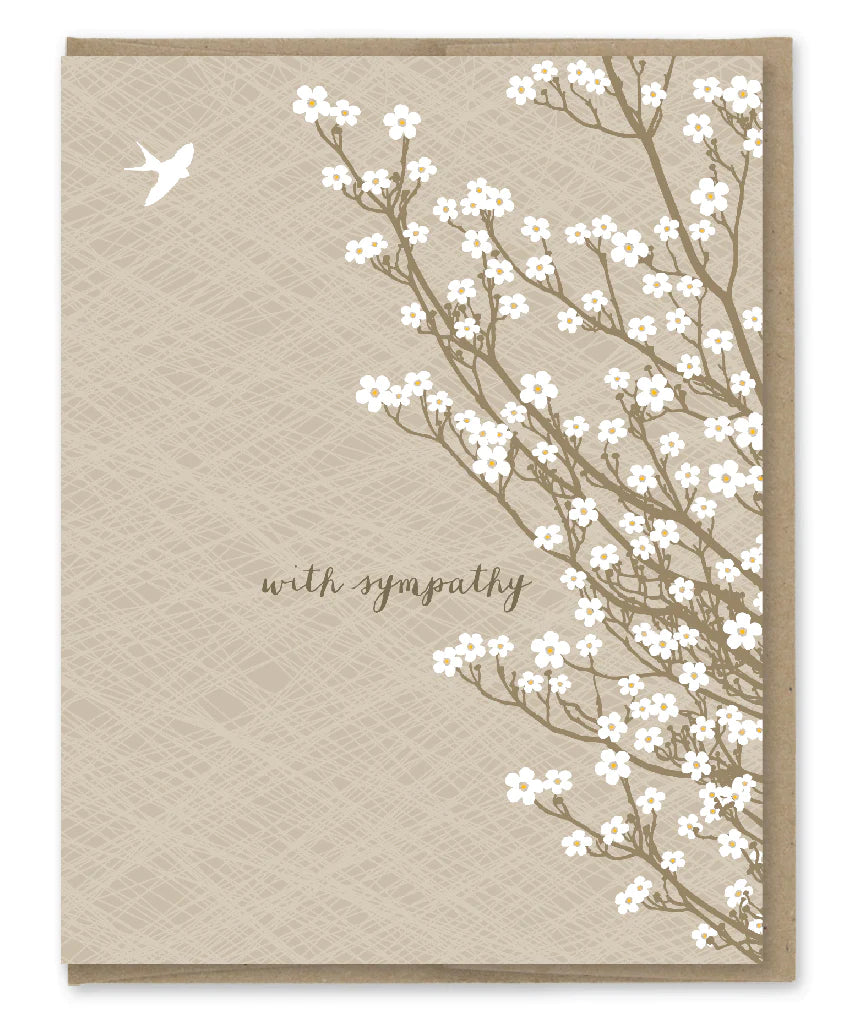 Card : White Tree Blossoms With Sympathy