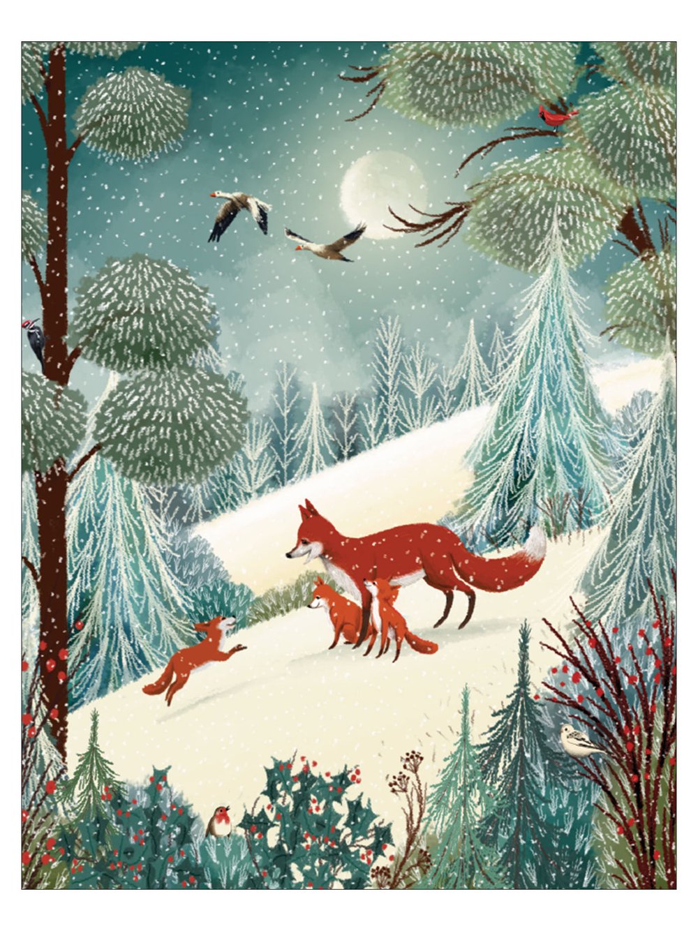 Card: Winter Fox Family